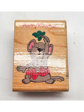 Suzy's Zoo Merry Kissmas Mouse Holidays Wood Mounted Rubber Stamp ITEM #6769